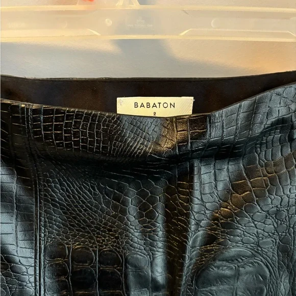 NEW BABATON COOPER LEATHER SKIRT, BLACK SNAKEPRINT - Picture 6 of 7